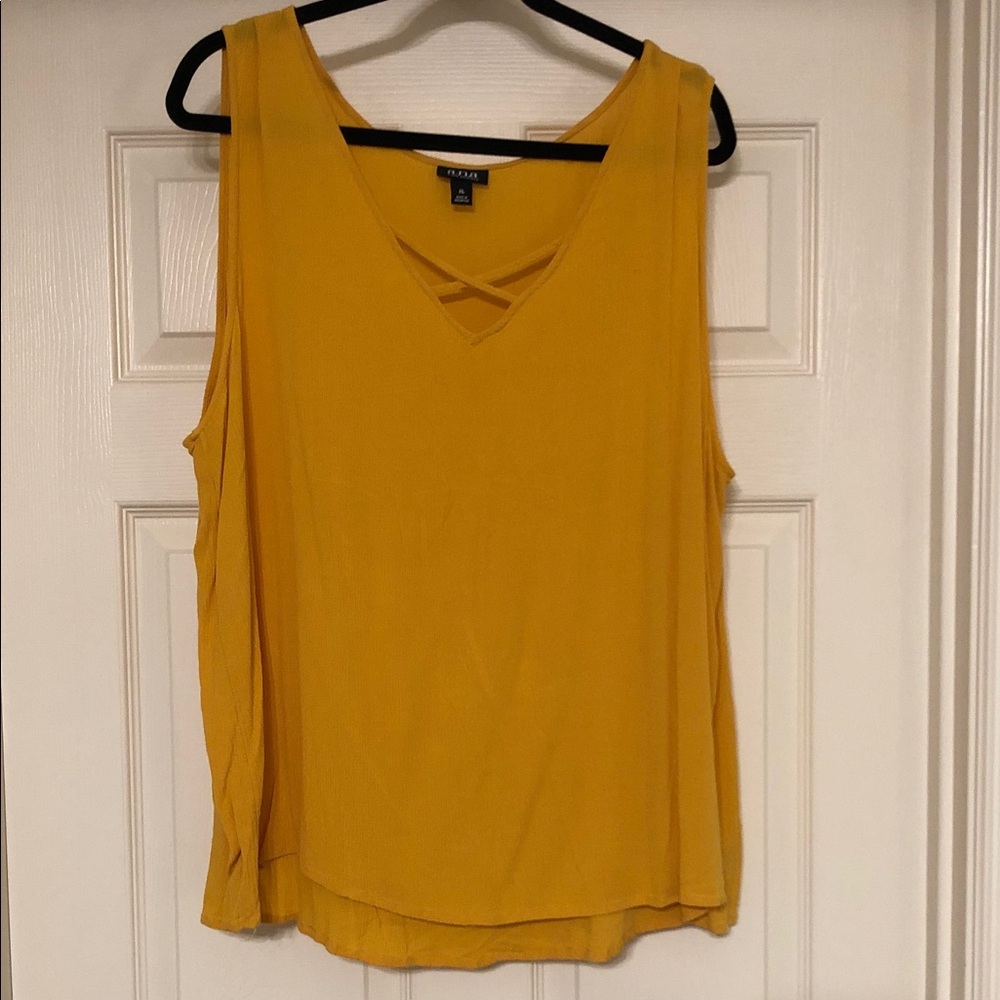 a.n.a Mustard Yellow V-Neck Crisscross Sleeveless Camisole